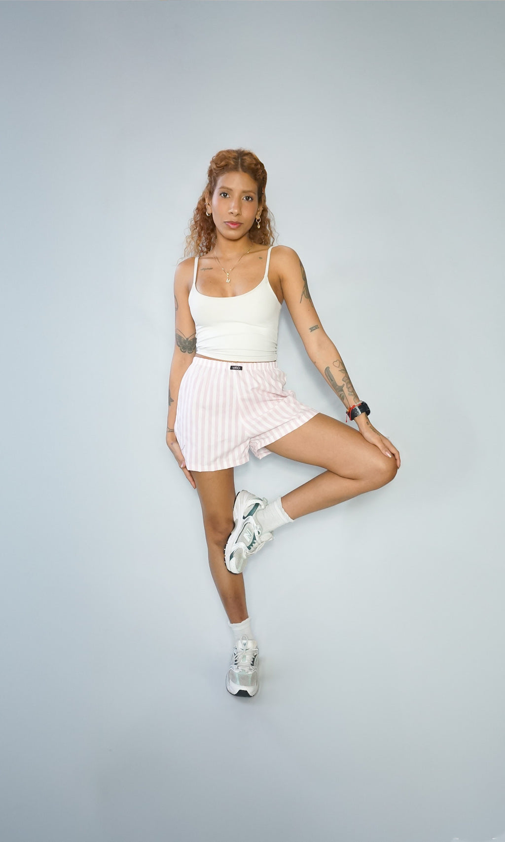 shorts stripes algodão