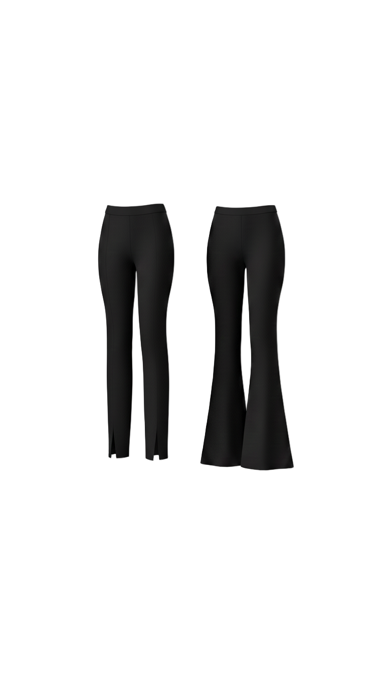 combo calça slit + flare poliamida