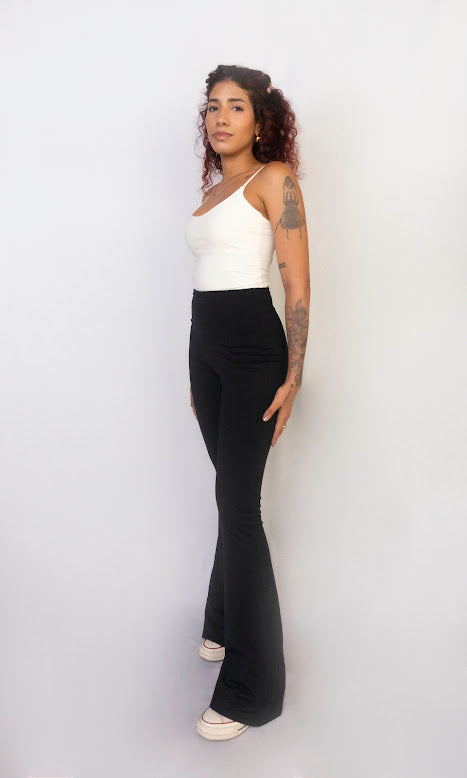 combo calça slit + flare poliamida