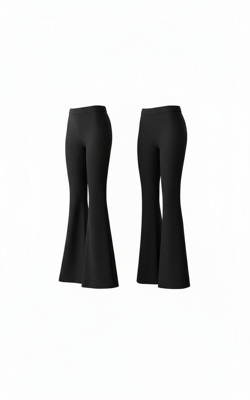 combo calça reta basic + flare poliamida