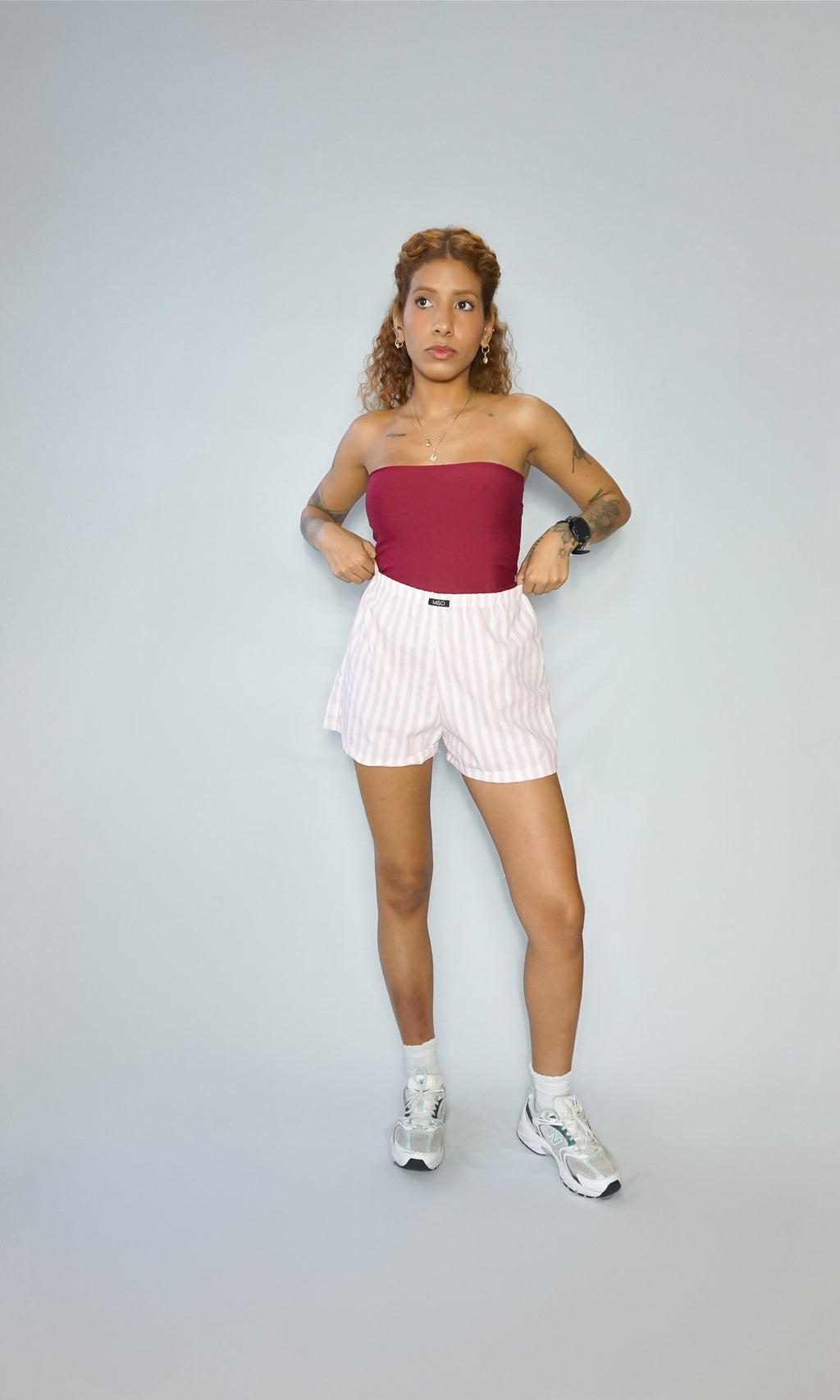 shorts stripes algodão