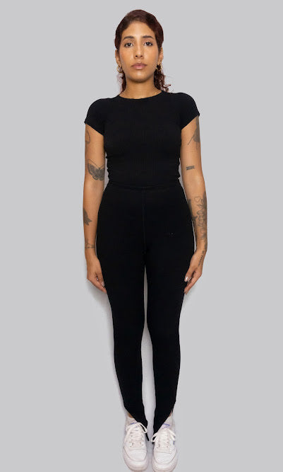 combo calça slit + flare poliamida