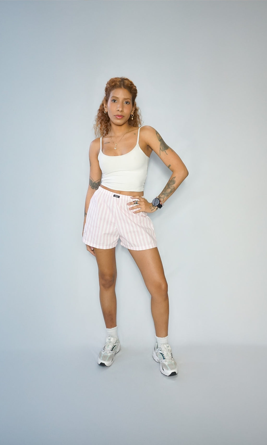 shorts stripes algodão