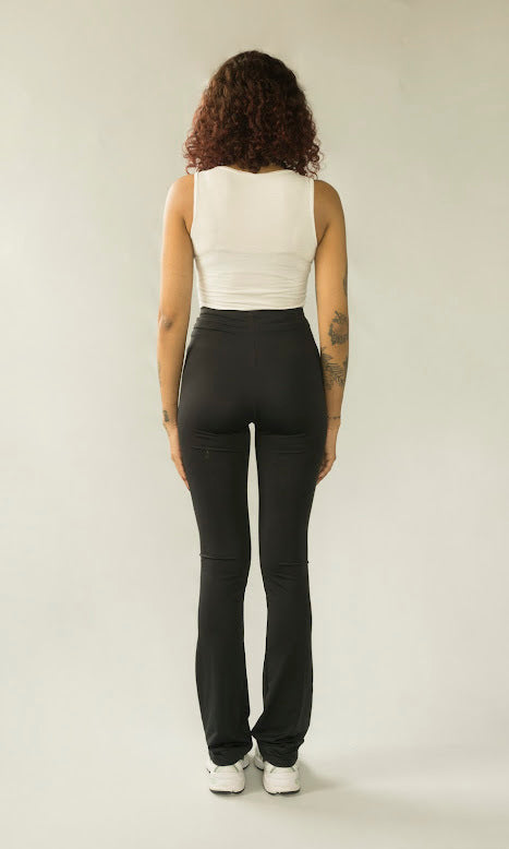 combo calça reta basic + flare poliamida