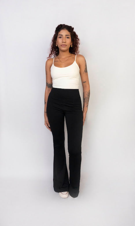 combo calça slit + flare poliamida