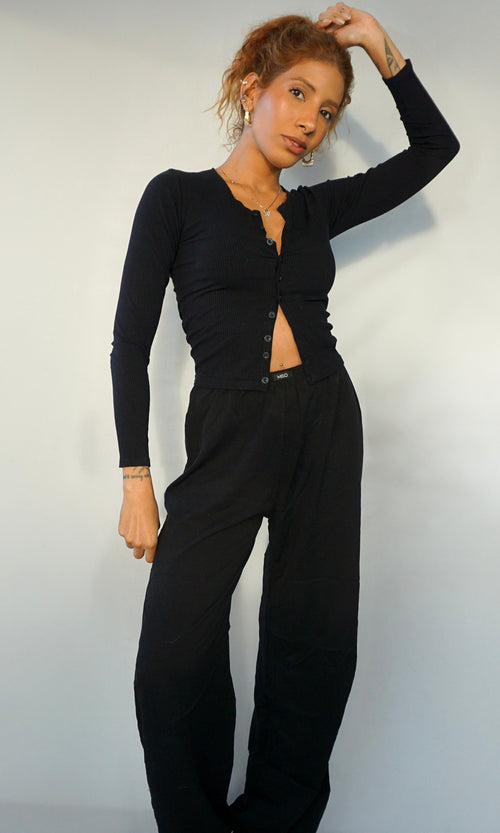 blusa canelada botões hit